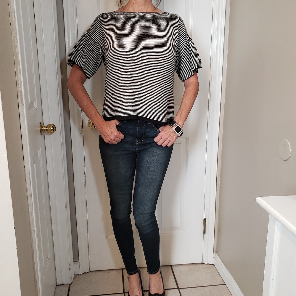 Loft black and white top